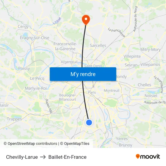 Chevilly-Larue to Baillet-En-France map