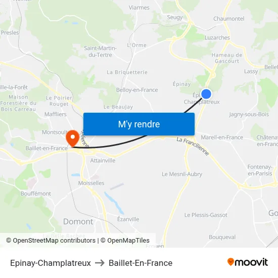 Epinay-Champlatreux to Baillet-En-France map