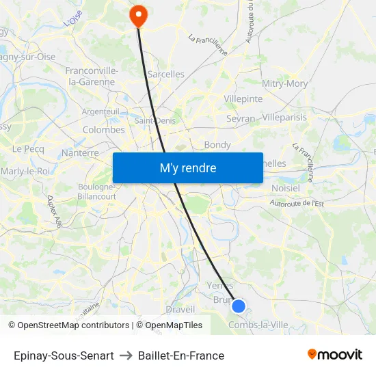 Epinay-Sous-Senart to Baillet-En-France map