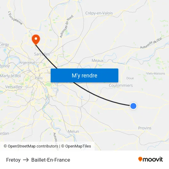 Fretoy to Baillet-En-France map