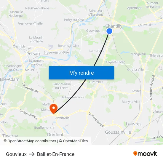 Gouvieux to Baillet-En-France map