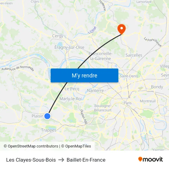 Les Clayes-Sous-Bois to Baillet-En-France map