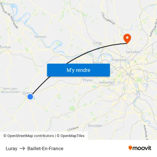 Luray to Baillet-En-France map