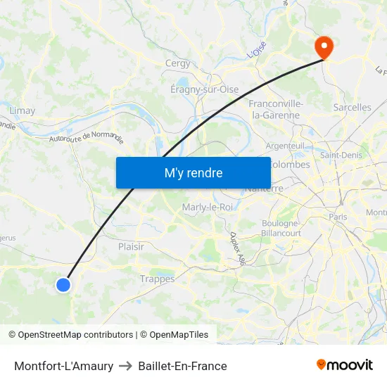 Montfort-L'Amaury to Baillet-En-France map