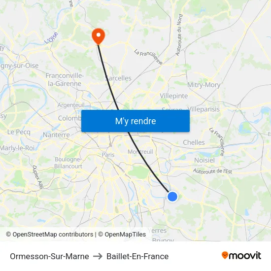 Ormesson-Sur-Marne to Baillet-En-France map