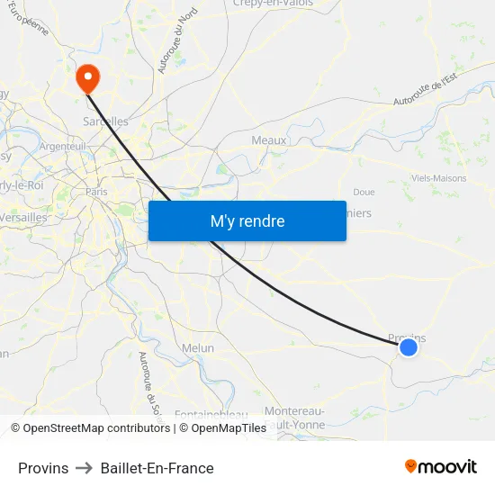 Provins to Baillet-En-France map