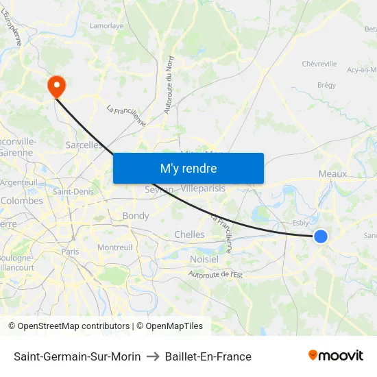 Saint-Germain-Sur-Morin to Baillet-En-France map