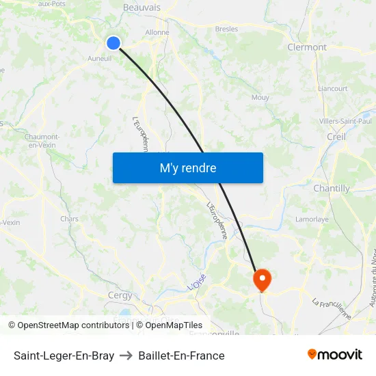 Saint-Leger-En-Bray to Baillet-En-France map