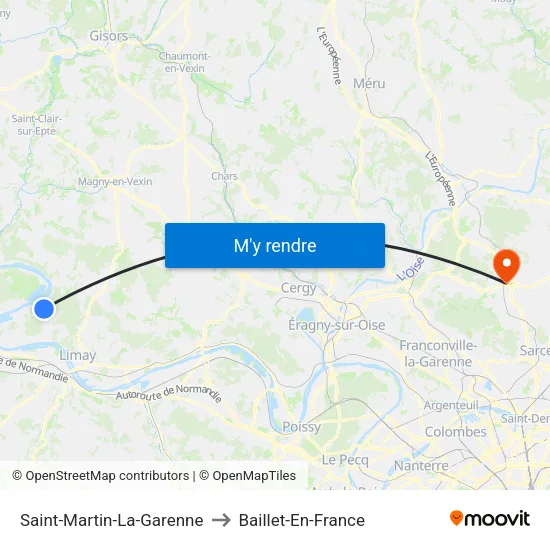 Saint-Martin-La-Garenne to Baillet-En-France map