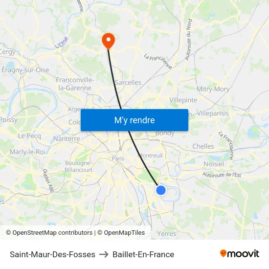 Saint-Maur-Des-Fosses to Baillet-En-France map