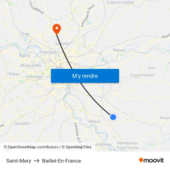 Saint-Mery to Baillet-En-France map