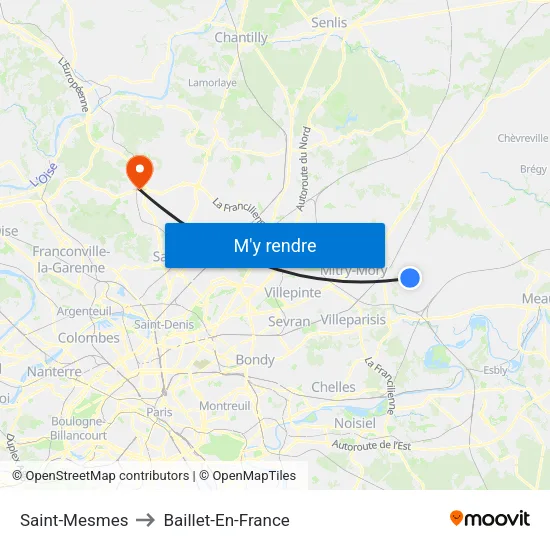 Saint-Mesmes to Baillet-En-France map