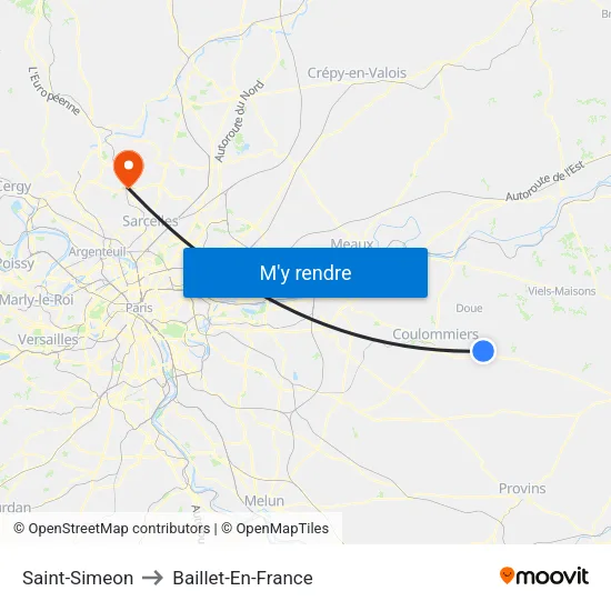 Saint-Simeon to Baillet-En-France map