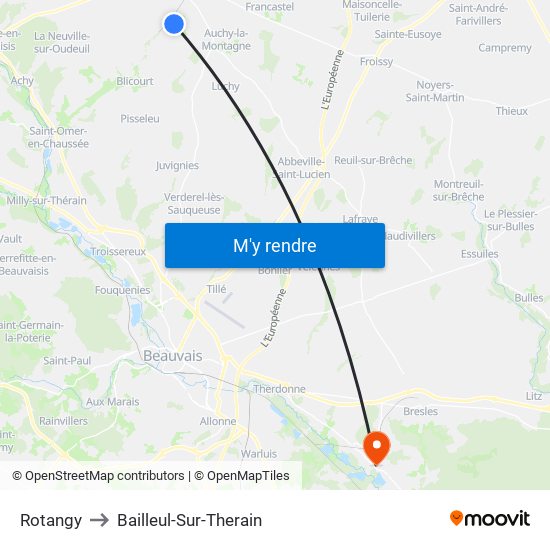 Rotangy to Bailleul-Sur-Therain map