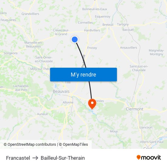 Francastel to Bailleul-Sur-Therain map