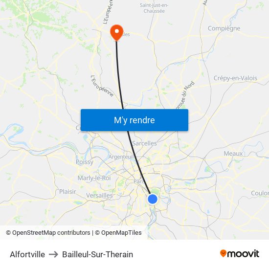 Alfortville to Bailleul-Sur-Therain map