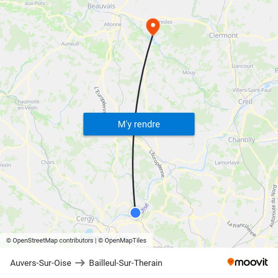 Auvers-Sur-Oise to Bailleul-Sur-Therain map