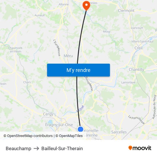 Beauchamp to Bailleul-Sur-Therain map