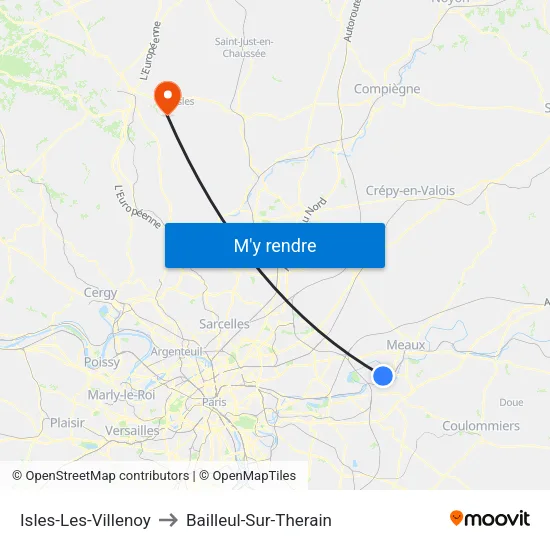 Isles-Les-Villenoy to Bailleul-Sur-Therain map