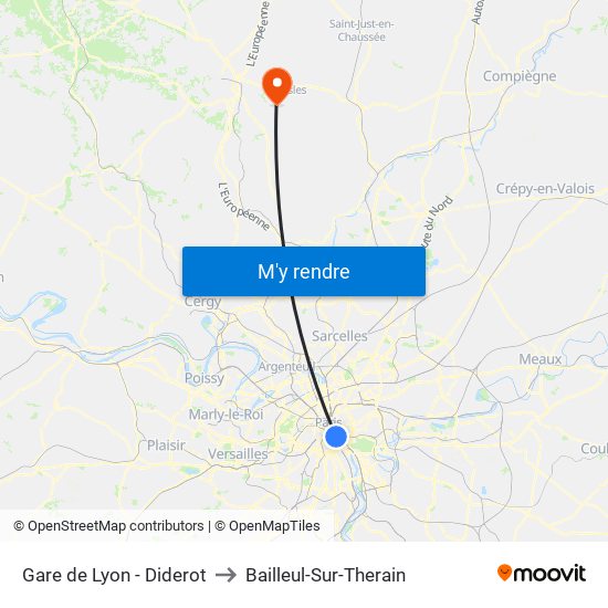 Gare de Lyon - Diderot to Bailleul-Sur-Therain map