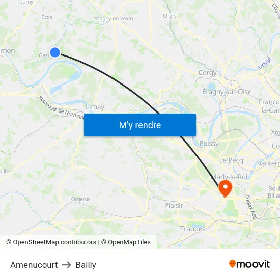 Amenucourt to Bailly map