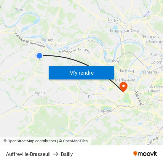 Auffreville-Brasseuil to Bailly map