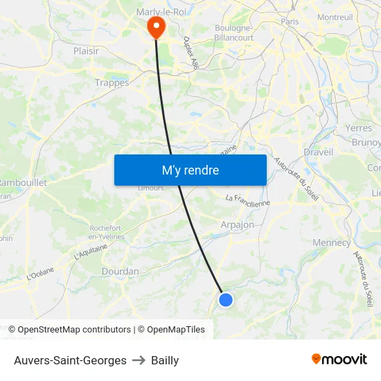 Auvers-Saint-Georges to Bailly map
