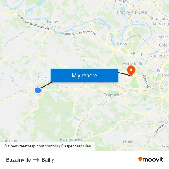 Bazainville to Bailly map