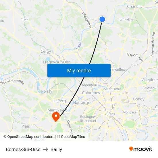 Bernes-Sur-Oise to Bailly map