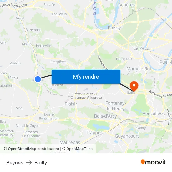 Beynes to Bailly map
