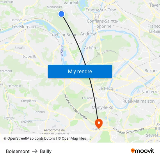 Boisemont to Bailly map