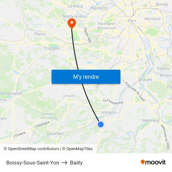 Boissy-Sous-Saint-Yon to Bailly map