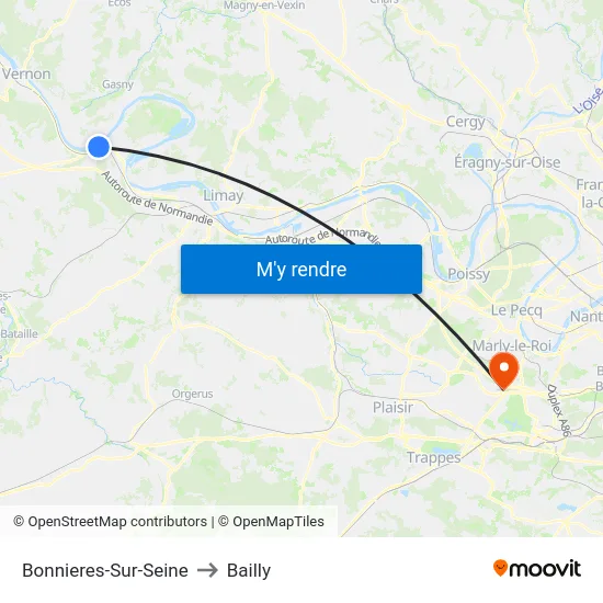 Bonnieres-Sur-Seine to Bailly map