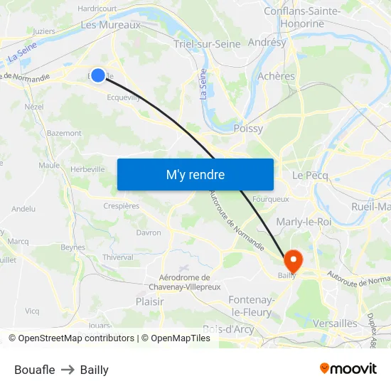 Bouafle to Bailly map