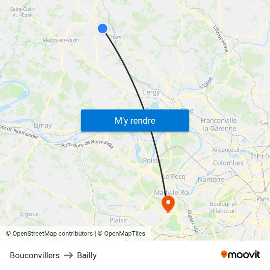 Bouconvillers to Bailly map