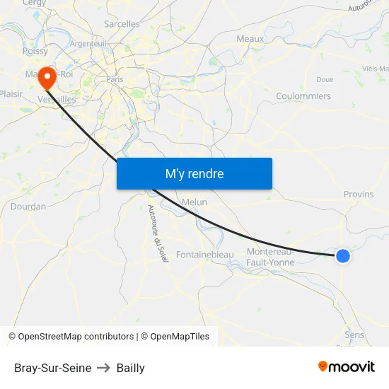 Bray-Sur-Seine to Bailly map