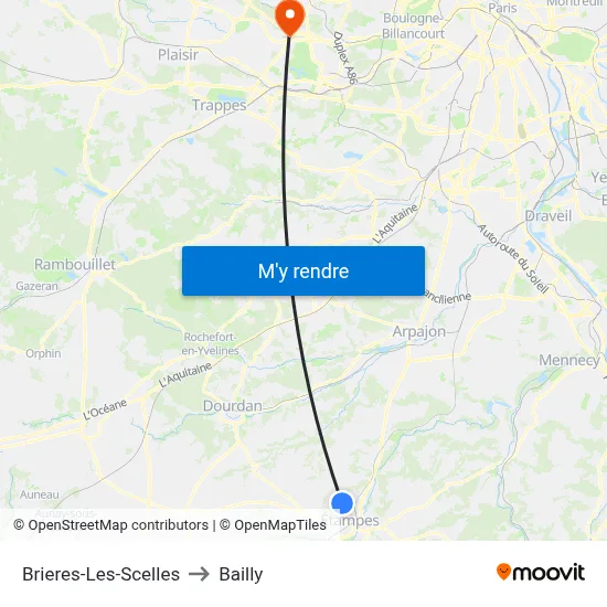 Brieres-Les-Scelles to Bailly map