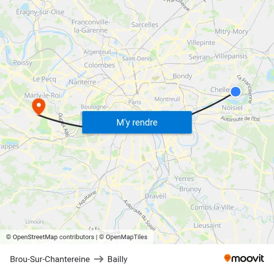 Brou-Sur-Chantereine to Bailly map