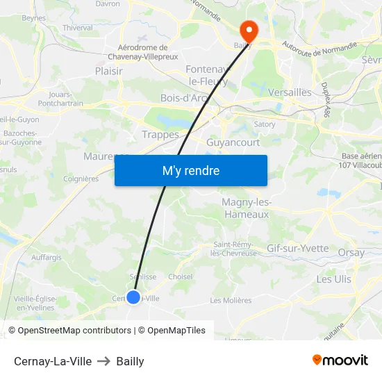 Cernay-La-Ville to Bailly map