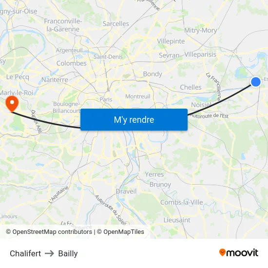 Chalifert to Bailly map