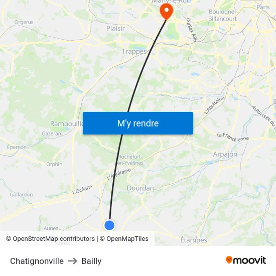 Chatignonville to Bailly map