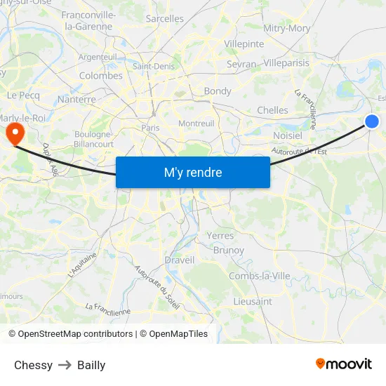 Chessy to Bailly map
