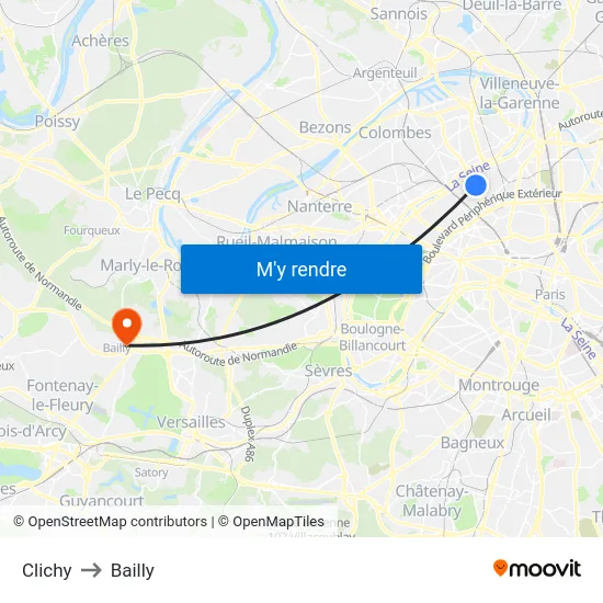 Clichy to Bailly map