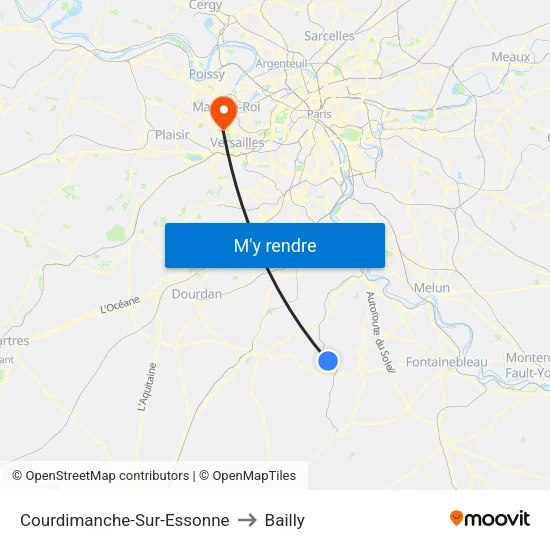 Courdimanche-Sur-Essonne to Bailly map
