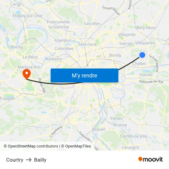 Courtry to Bailly map