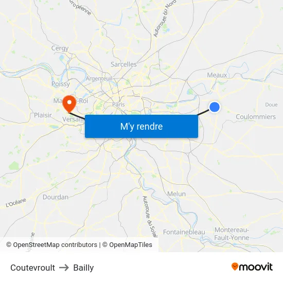 Coutevroult to Bailly map