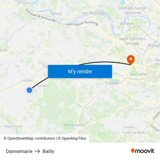 Dannemarie to Bailly map