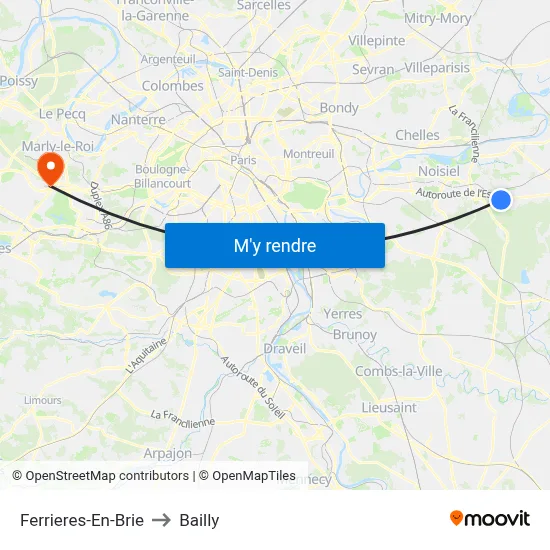 Ferrieres-En-Brie to Bailly map