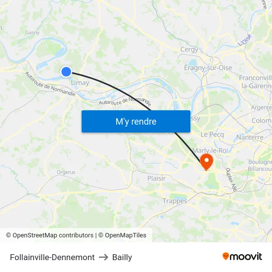 Follainville-Dennemont to Bailly map