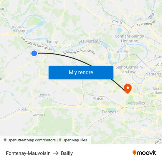Fontenay-Mauvoisin to Bailly map